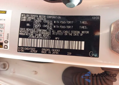 2024 Toyota 4Runner Sr5 from USA, damaged, VIN JTEMU5JR2R6234517